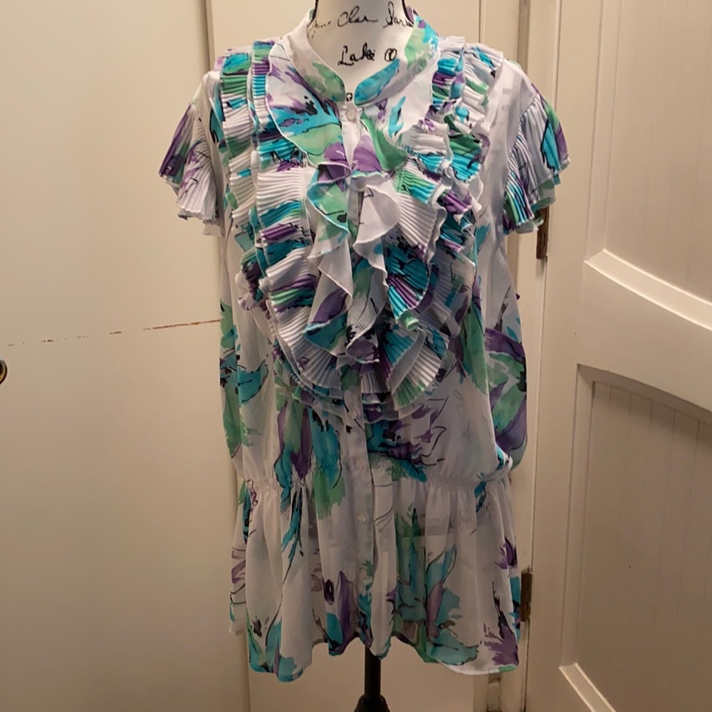 Sunny Leigh blouse, sz 2x, multi color
